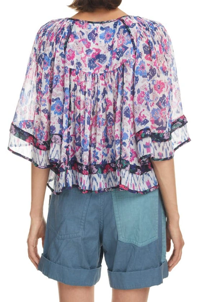 Isabel Marant Étoile Roxini Ruffled Floral-print Crepe De Chine Blouse In Ecru