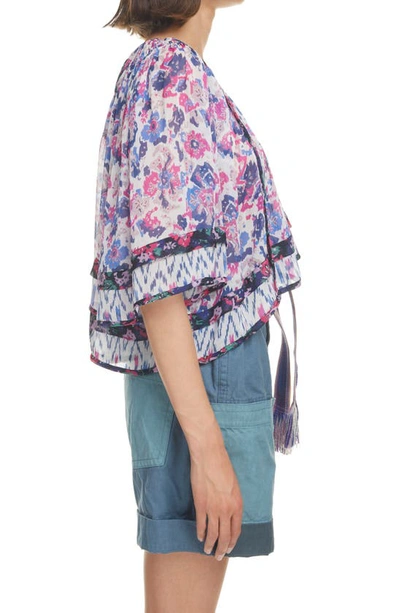 Isabel Marant Étoile Roxini Ruffled Floral-print Crepe De Chine Blouse In Ecru
