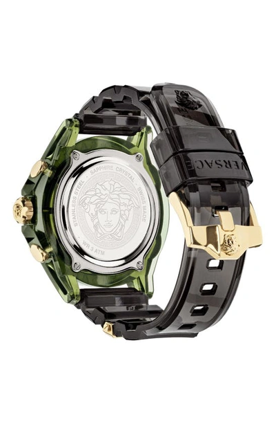 Shop Versace Icon Active Chronograph Silicone Strap Watch, 44mm In Transparent Green