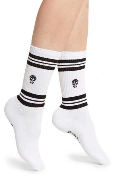 Shop Alexander Mcqueen Skull Stripe Socks In White/ Black