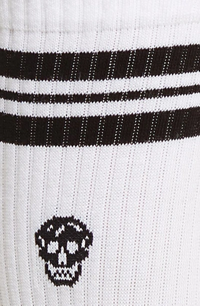 Shop Alexander Mcqueen Skull Stripe Socks In White/ Black