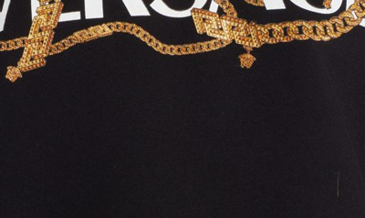 Shop Versace Chain Logo Graphic Cotton Crop Sweatshirt In Black