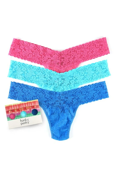 Shop Hanky Panky Assorted 3-pack Low Rise Thongs In Srup/ Beab/ Cerb