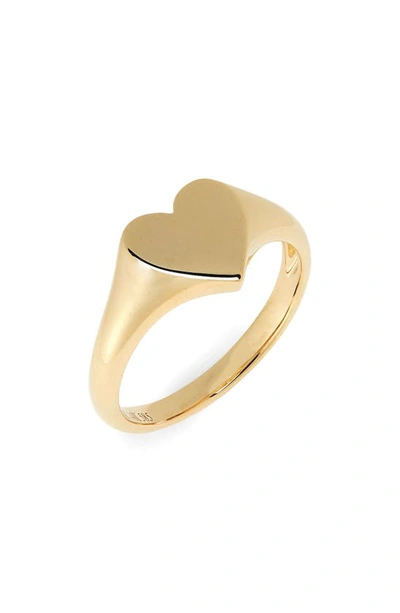 Shop Ef Collection Gold Heart Pinky Ring In Yellow Gold
