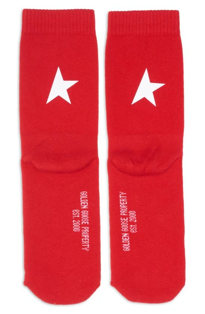 Shop Golden Goose Star Crew Socks In Red/ White