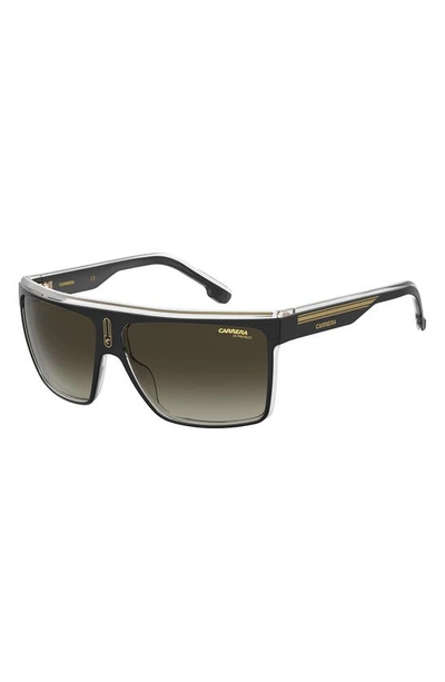 Shop Carrera Eyewear Flat Top Gradient Sunglasses In Black Gold / Brown Gradient