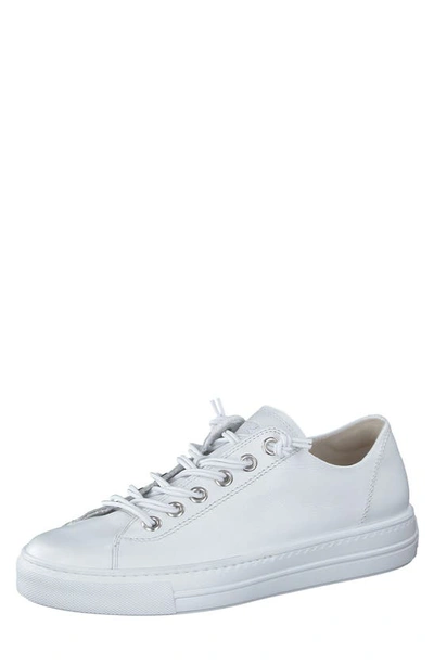 Shop Paul Green Hadley Platform Sneaker In White Silver Mc Leather