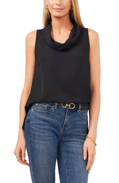 Shop Vince Camuto Cowl Neck Sleeveless Blouse In Rich Black
