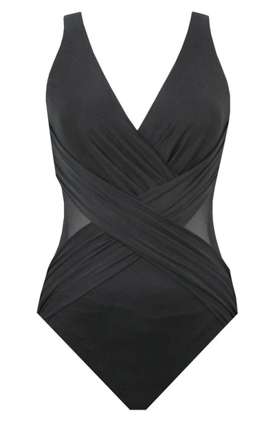 Miraclesuit Plus Size Illusionist Crossover One-piece Swimsuit In Black