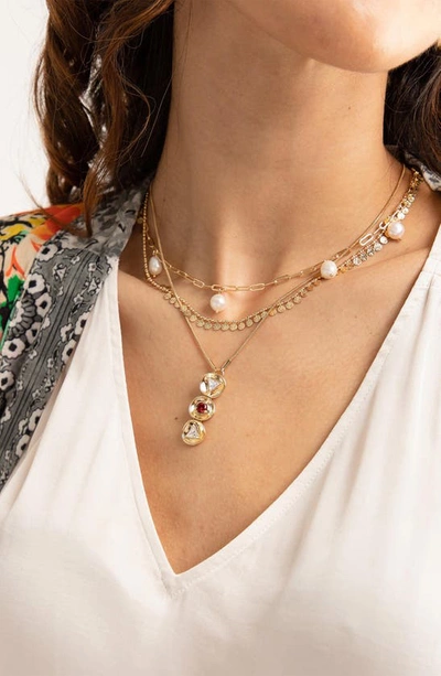 Shop Saachi Divine Three Charm Pendant Necklace In Gold
