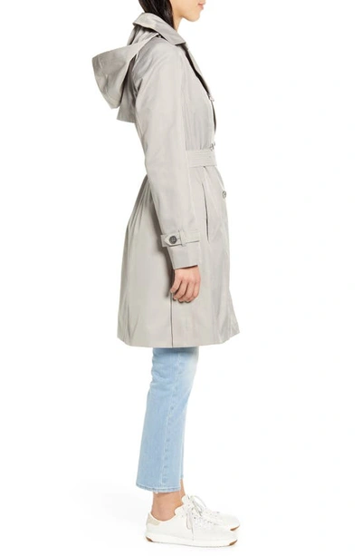 Shop Cole Haan Signature Hooded Trench Coat In Pearl