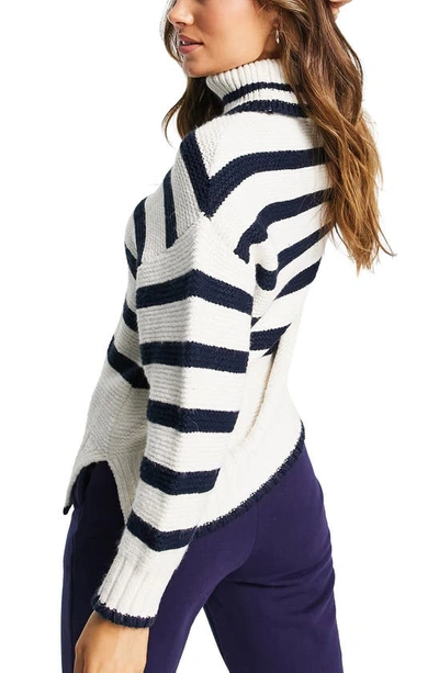 Shop Topshop Stripe Turtleneck Sweater In Black/ White