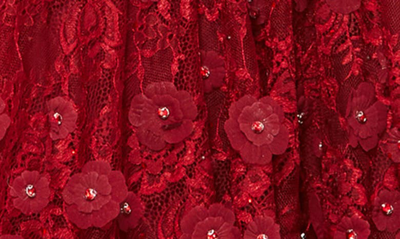Shop Mac Duggal Floral Appliqué Ruffle Tiered Column Gown In Burgundy