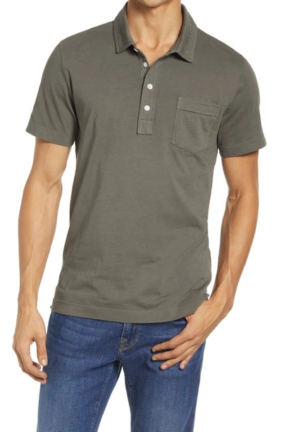 Shop Billy Reid Pensacola Slim Fit Organic Cotton Pocket Polo In Washed Grey