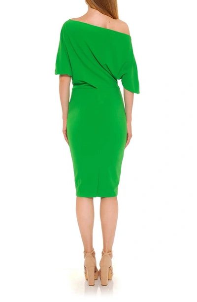 Shop Alexia Admor Olivia Draped One-shoulder Dress In Green