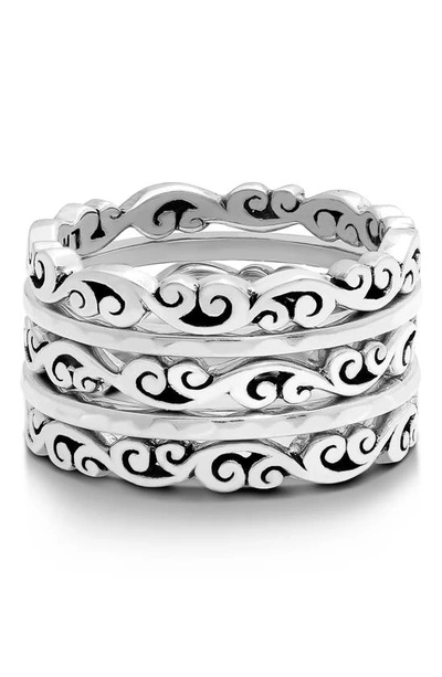 Shop Lois Hill Hammered Scroll Set Of 5 Stacking Rings In Silver