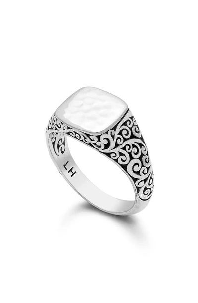 Shop Lois Hill Scroll Hammered Signet Ring In Silver
