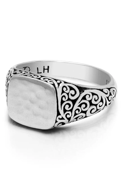 Shop Lois Hill Scroll Hammered Signet Ring In Silver