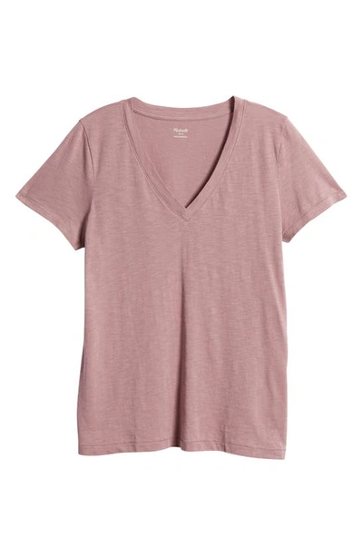 Shop Madewell Whisper Cotton V-neck T-shirt In Faded Fig
