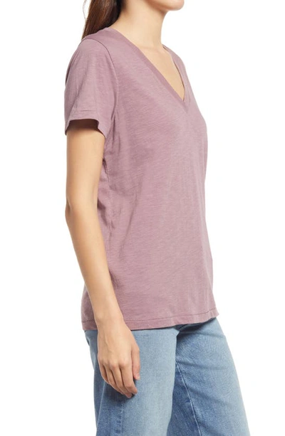 Shop Madewell Whisper Cotton V-neck T-shirt In Faded Fig