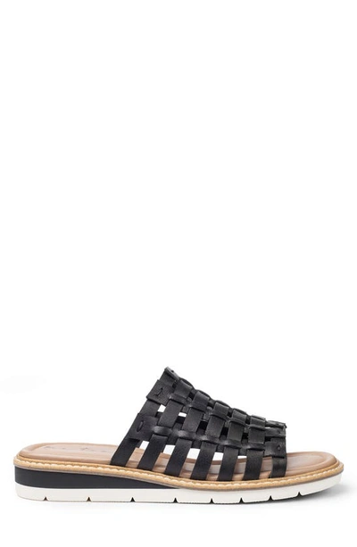Shop Adam Tucker Woven Leather Slide Sandal In Black