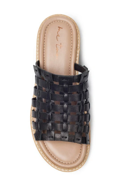 Shop Adam Tucker Woven Leather Slide Sandal In Black