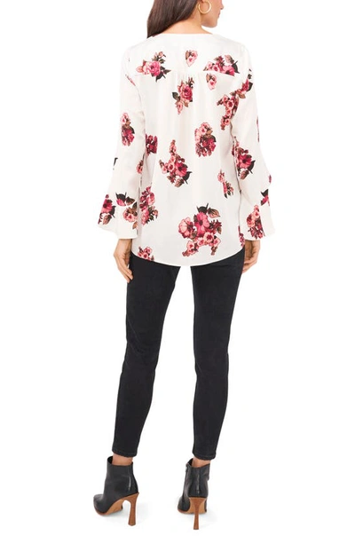 Shop Vince Camuto Floral Flutter Sleeve Tunic In New Ivory