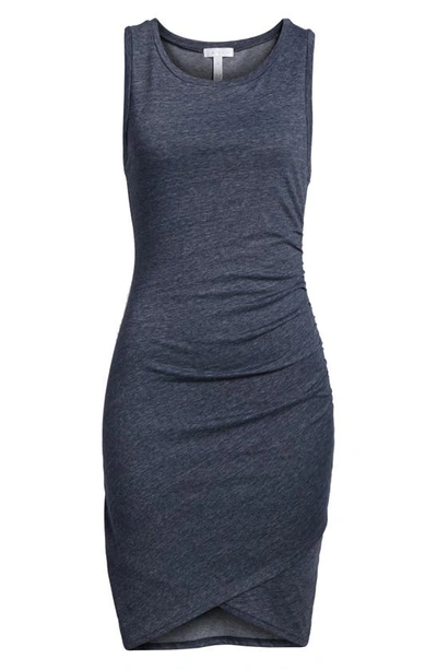 Shop Leith Ruched Body-con Sleeveless Dress In Navy Night Heather