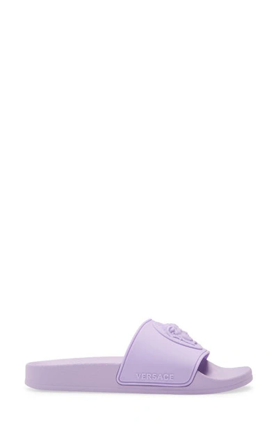 Shop Versace Kids' Palazzo Medusa Slide Sandal In Lilac
