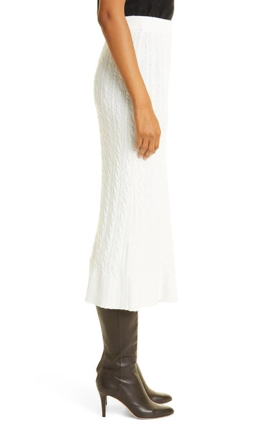 Shop Rebecca Taylor Cable Stitch Flare Sweater Skirt In Chalk
