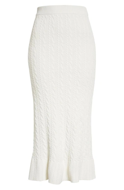 Shop Rebecca Taylor Cable Stitch Flare Sweater Skirt In Chalk