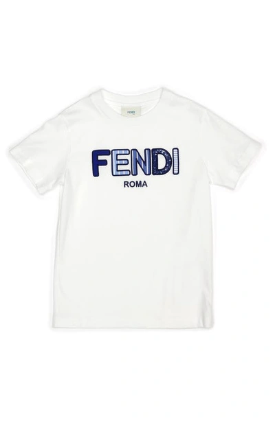 Shop Fendi Kids' Logo Appliqué T-shirt In White