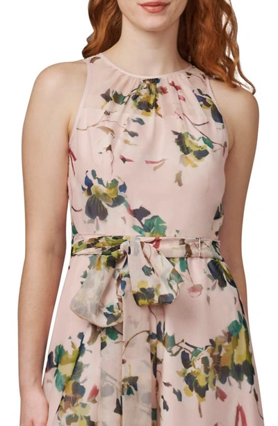 Shop Adrianna Papell Floral Sleeveless Organza Jumpsuit In Blush Multi