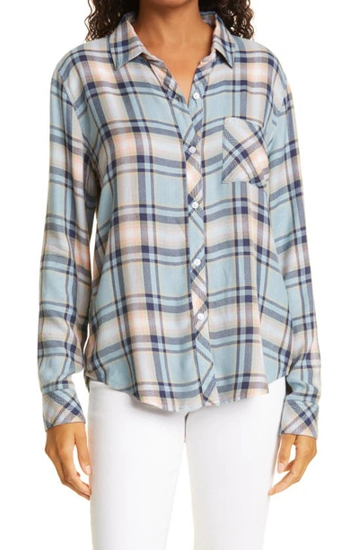 Shop Rails Hunter Button-up Shirt In Teal Peach Navy