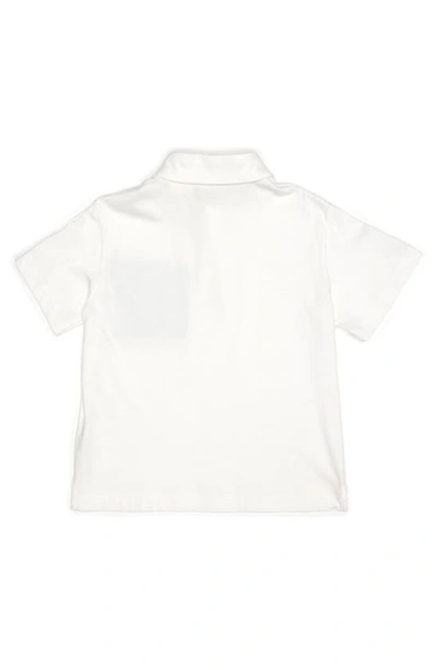 Shop Fendi Kids' Logo Pocket Polo In Navy/ White