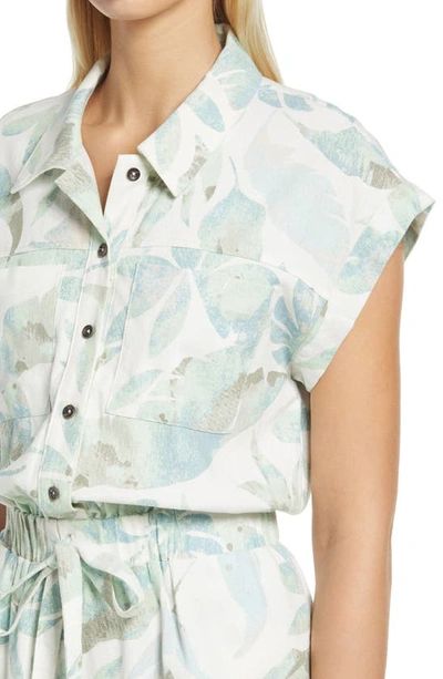 Btfl-life Leaf Print Romper In Mint Sage