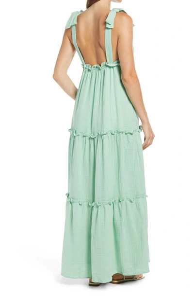 Shop Btfl-life Tie Shoulder Tiered Maxi Dress In Mint Green