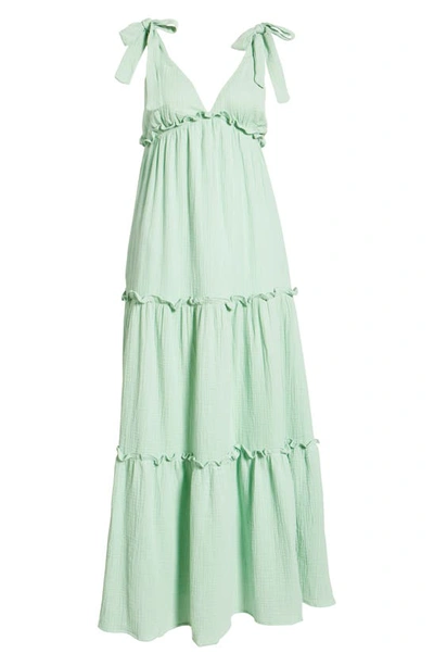 Shop Btfl-life Tie Shoulder Tiered Maxi Dress In Mint Green
