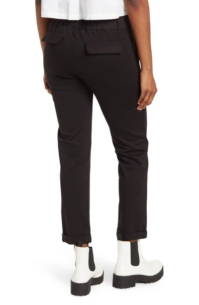 Democracy Ab Leisure High Rise Patch Pocket Utility Roll Cuff Drawstring Pants In Black