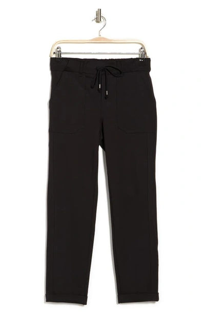 Democracy Ab Leisure High Rise Patch Pocket Utility Roll Cuff Drawstring Pants In Black