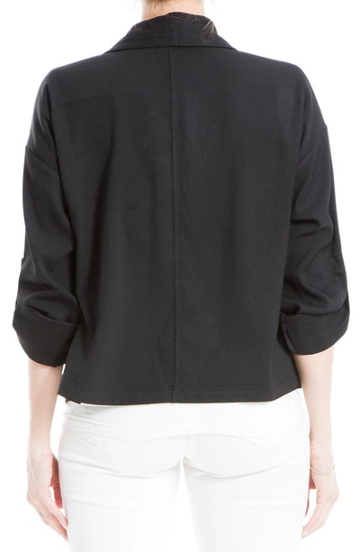 Shop Max Studio Twill Drape Front Short Jacket In Black