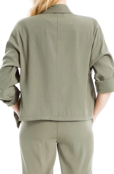 Shop Max Studio Twill Drape Front Short Jacket In Army