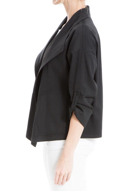 Shop Max Studio Twill Drape Front Short Jacket In Black