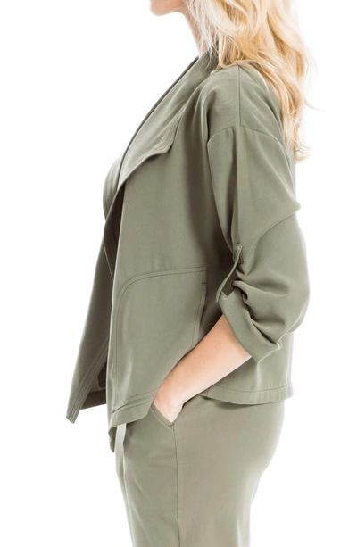 Shop Max Studio Twill Drape Front Short Jacket In Army