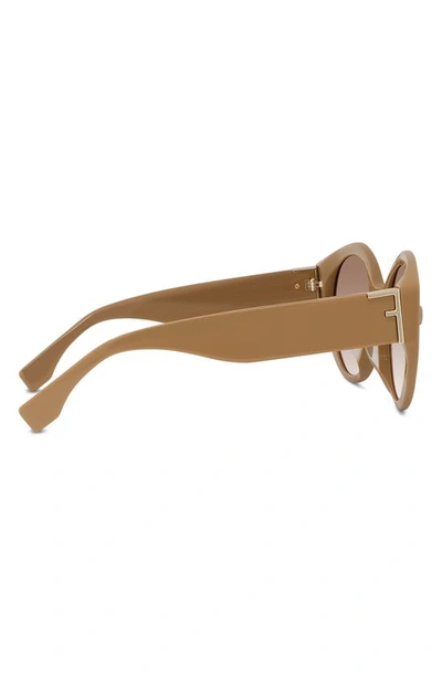 Shop Fendi The  First 53mm Square Sunglasses In Shiny Beige / Gradient Brown