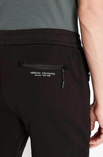 Shop Armani Exchange Milano New York Sweat Shorts In Solid Black
