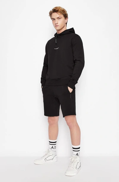 Shop Armani Exchange Milano New York Sweat Shorts In Solid Black