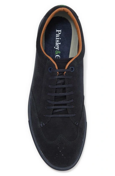 Shop Paisley & Gray Addington Wingtip Leather Sneaker In Navy Suede