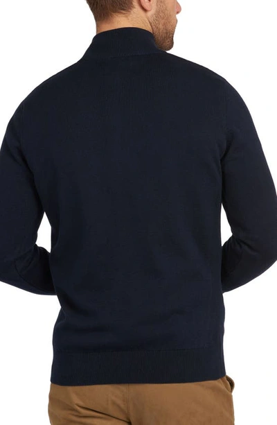 Shop Barbour Cotton Half Zip Sweater In Navy