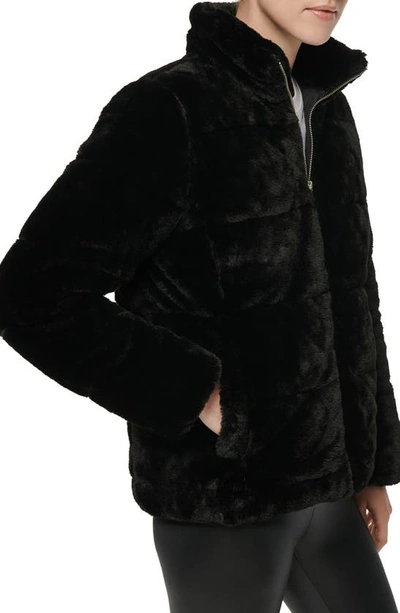 Shop Marc New York Faux Fur Puffer Jacket In Black
